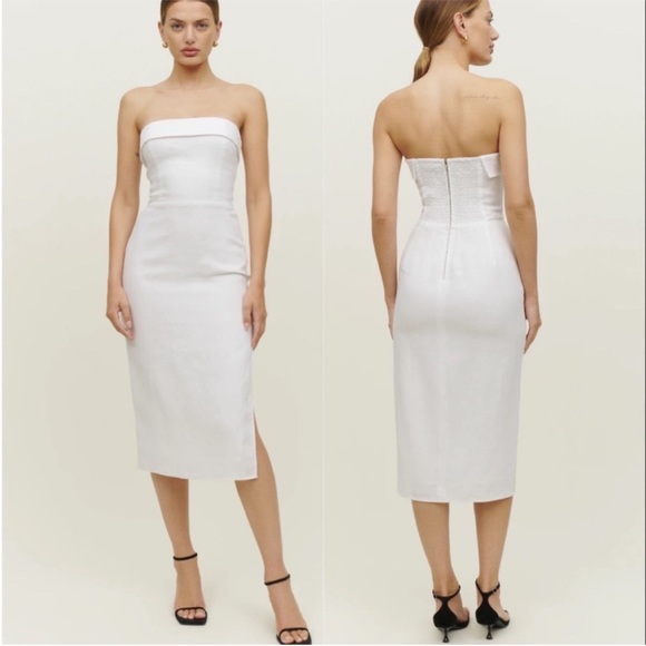 Reformation Marcella Linen Dress White NEW - Picture 1 of 7